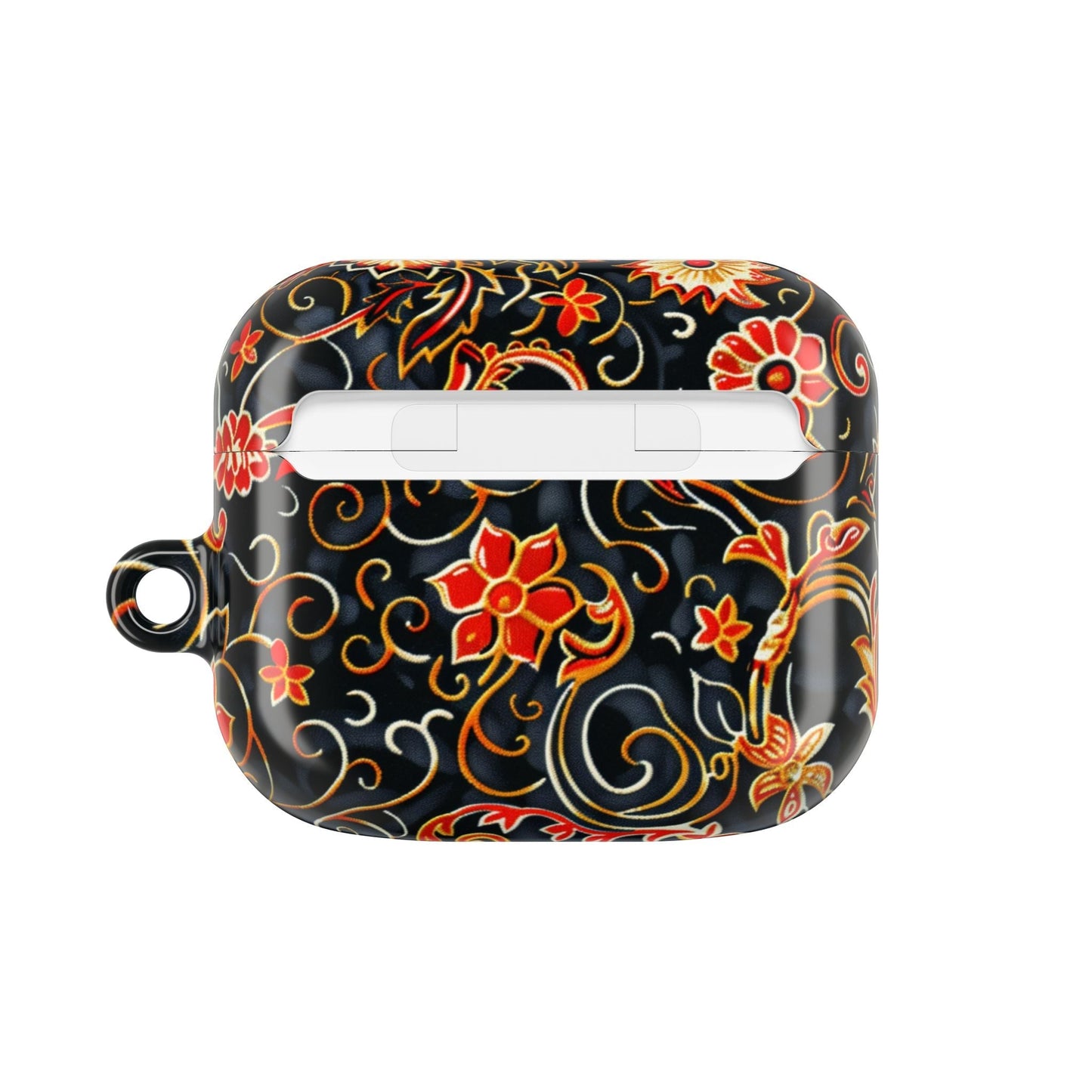 Floral Filigree AirPod Case — Black & Red Decorative Protective Cover - DIGITAL X