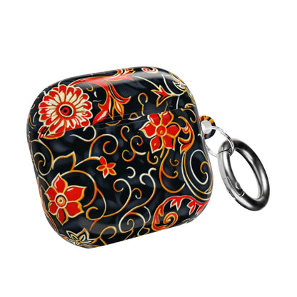 Floral Filigree AirPod Case — Black & Red Decorative Protective Cover - DIGITAL X