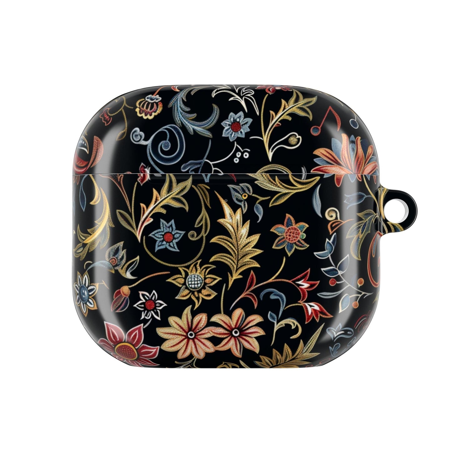 Floral Filigree AirPod Case – Black Vintage Botanical Protective Cover - DIGITAL X