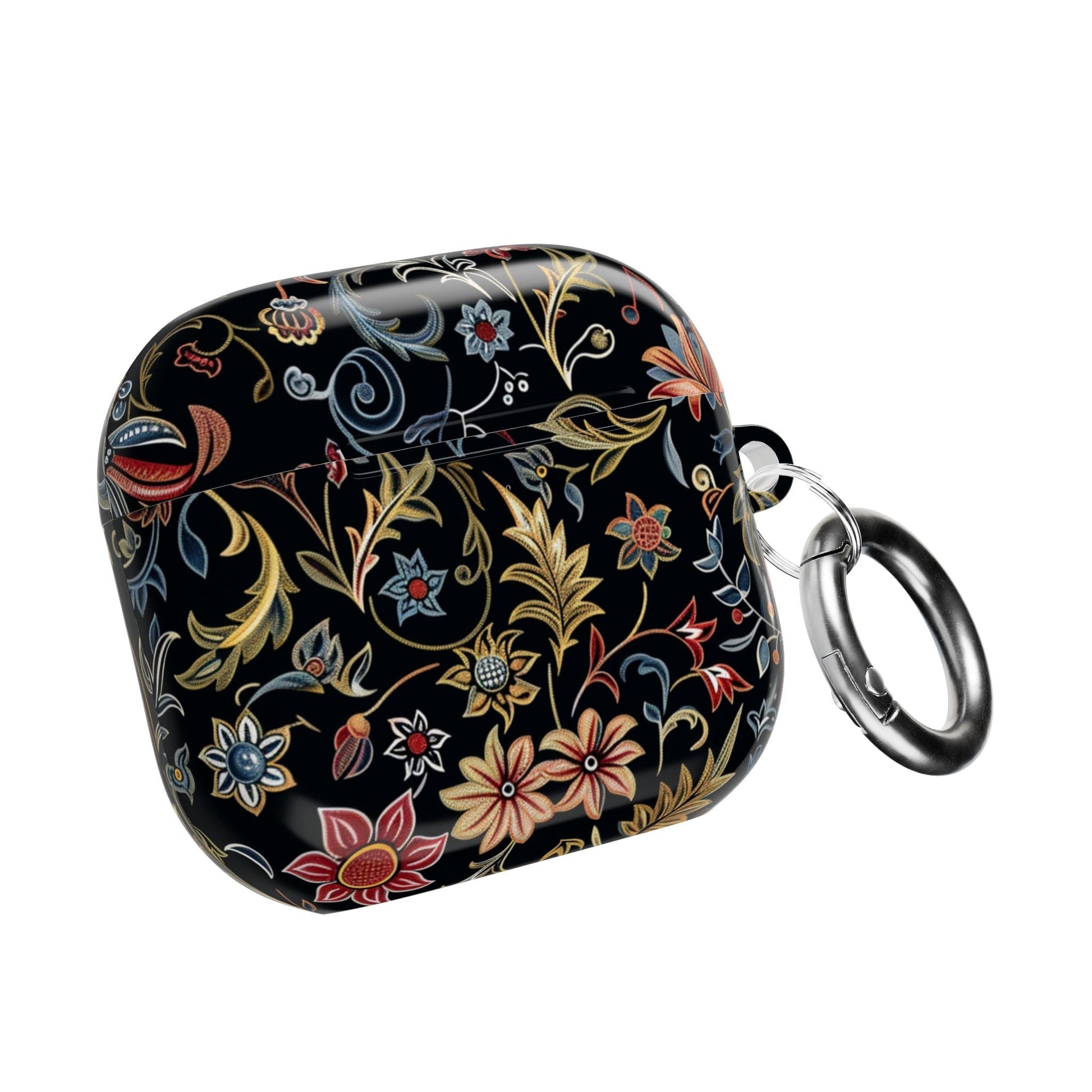 Floral Filigree AirPod Case – Black Vintage Botanical Protective Cover - DIGITAL X