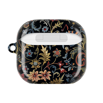Floral Filigree AirPod Case – Black Vintage Botanical Protective Cover - DIGITAL X