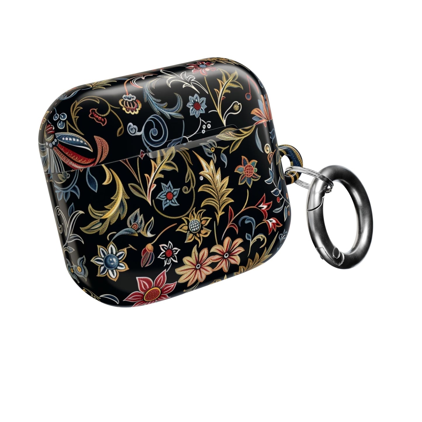 Floral Filigree AirPod Case – Black Vintage Botanical Protective Cover - DIGITAL X