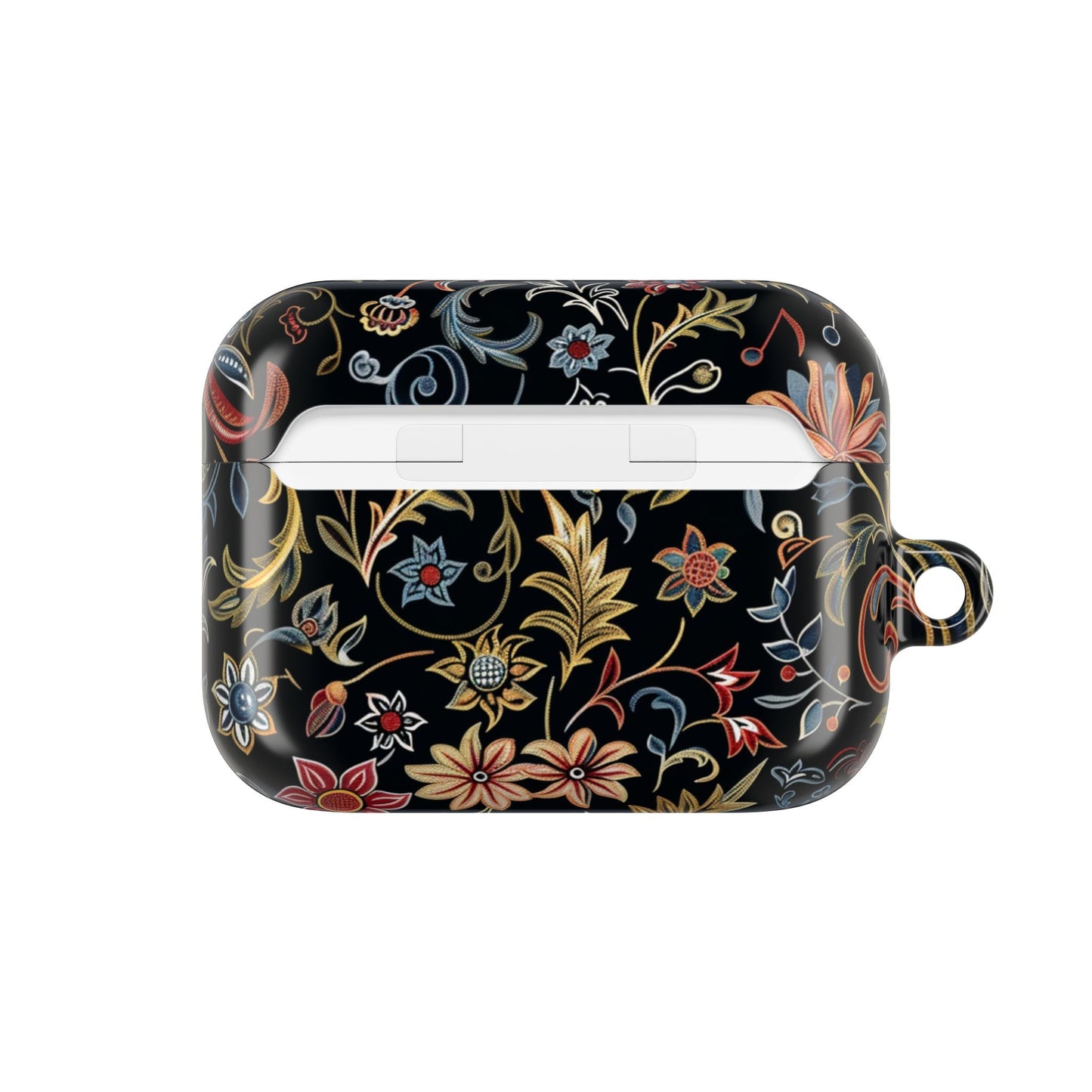 Floral Filigree AirPod Case – Black Vintage Botanical Protective Cover - DIGITAL X
