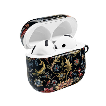 Floral Filigree AirPod Case – Black Vintage Botanical Protective Cover - DIGITAL X