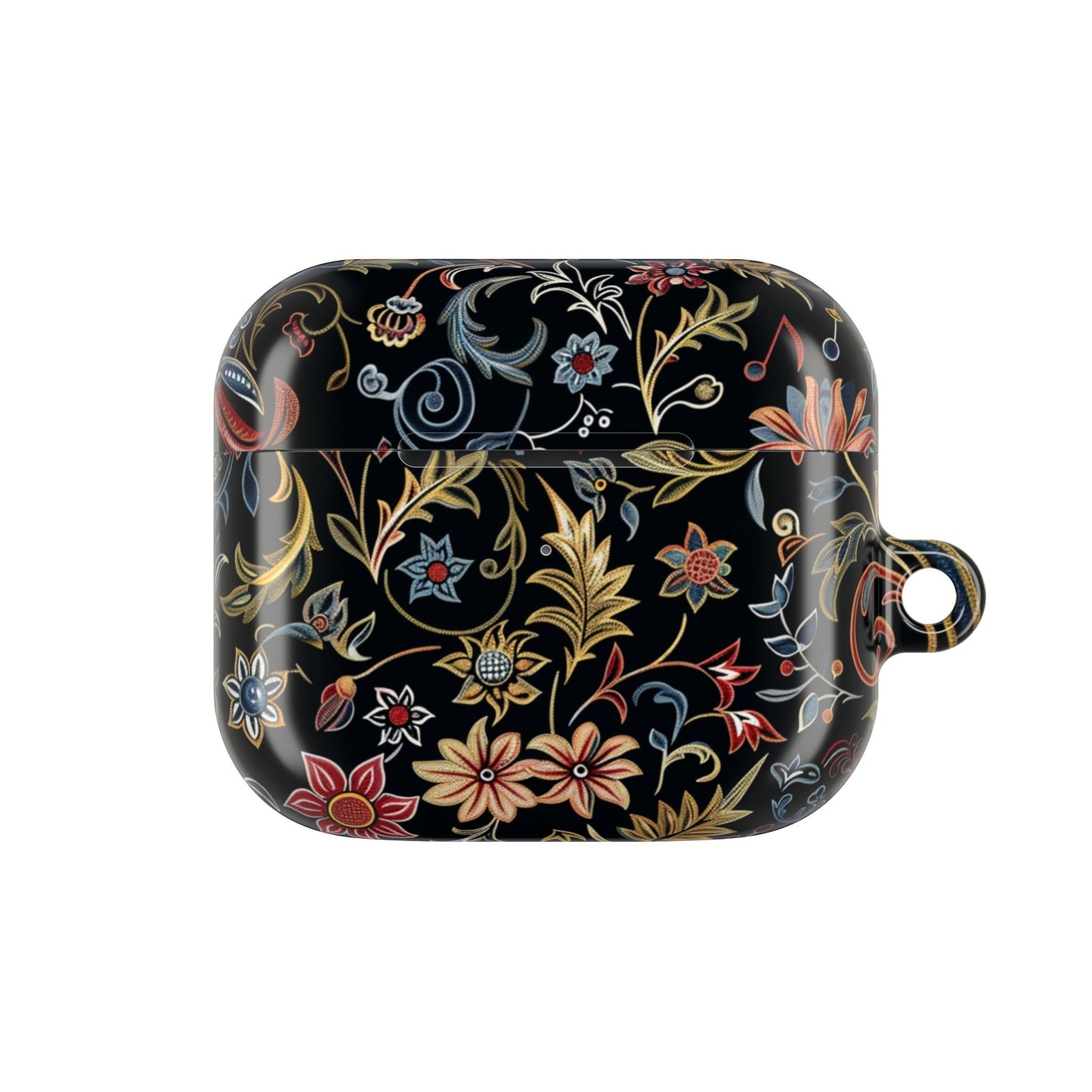 Floral Filigree AirPod Case – Black Vintage Botanical Protective Cover - DIGITAL X