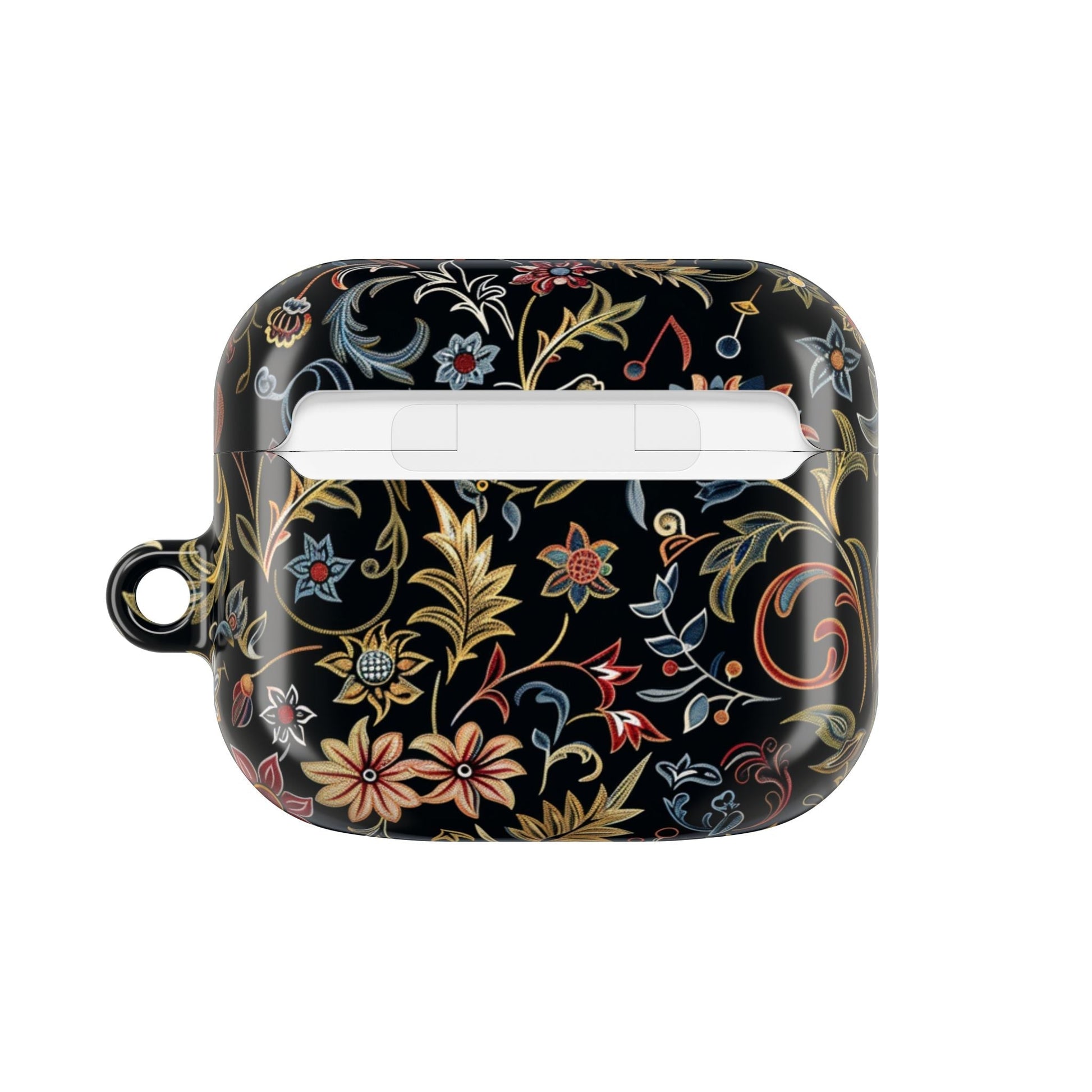 Floral Filigree AirPod Case – Black Vintage Botanical Protective Cover - DIGITAL X