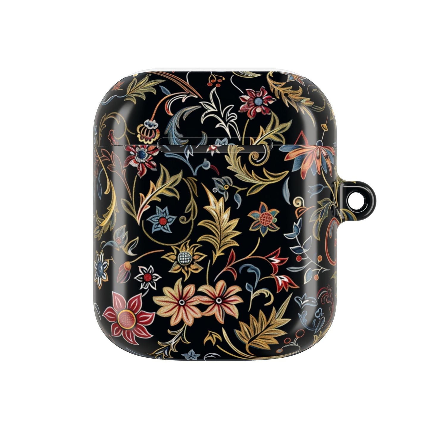 Floral Filigree AirPod Case – Black Vintage Botanical Protective Cover - DIGITAL X