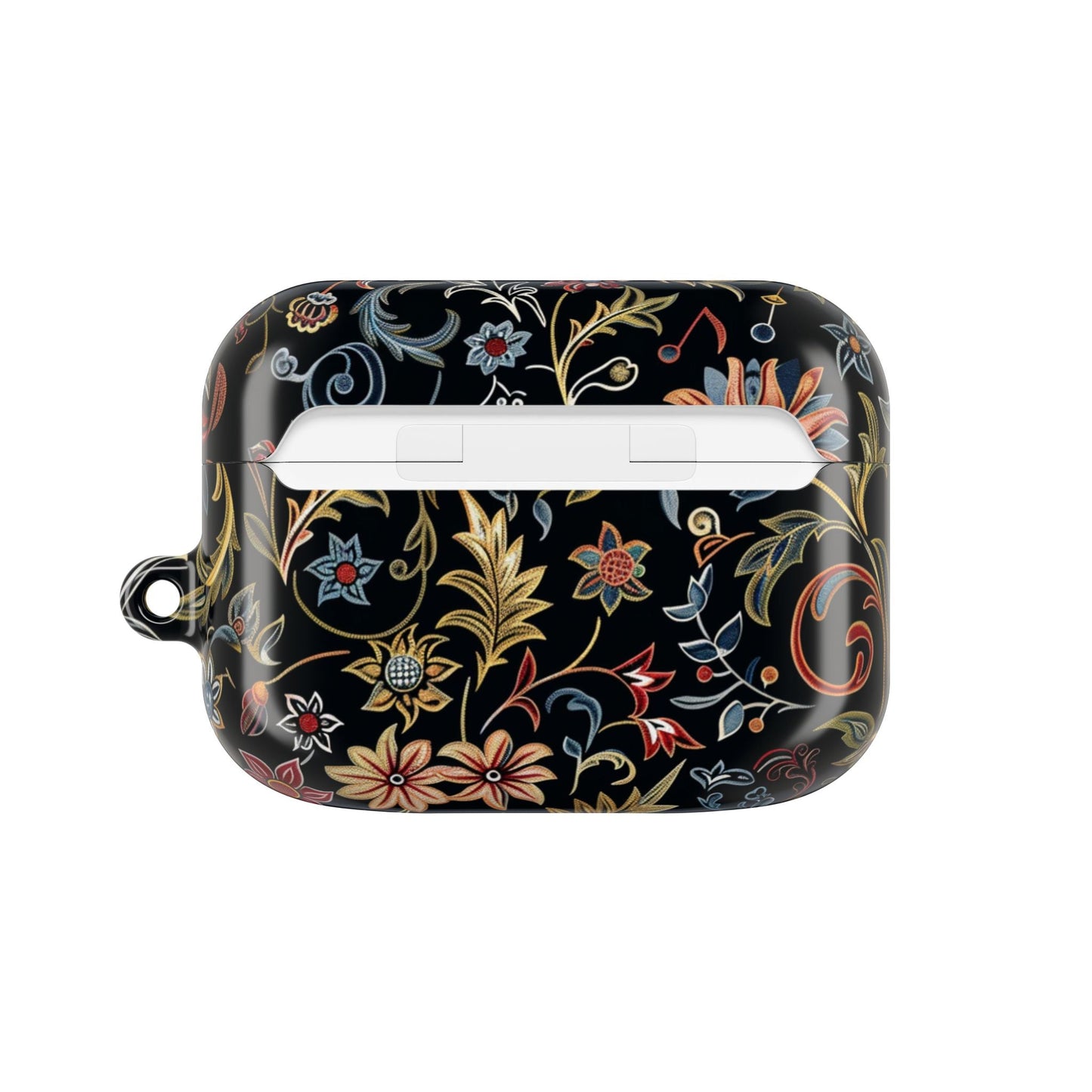 Floral Filigree AirPod Case – Black Vintage Botanical Protective Cover - DIGITAL X