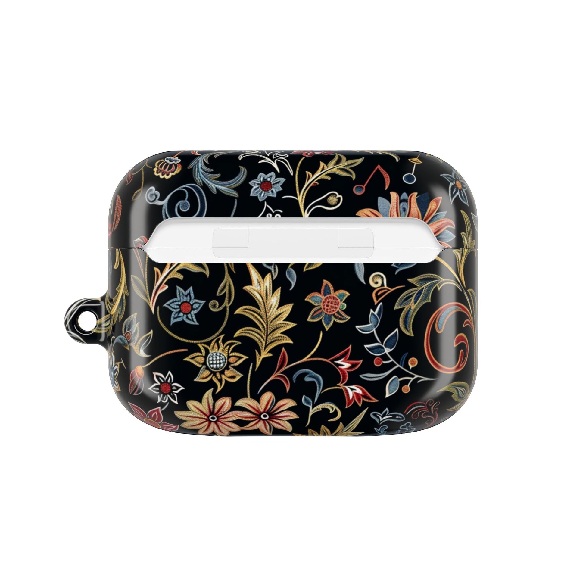Floral Filigree AirPod Case – Black Vintage Botanical Protective Cover - DIGITAL X
