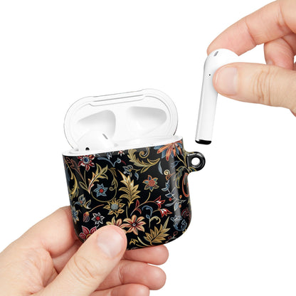 Floral Filigree AirPod Case – Black Vintage Botanical Protective Cover - DIGITAL X