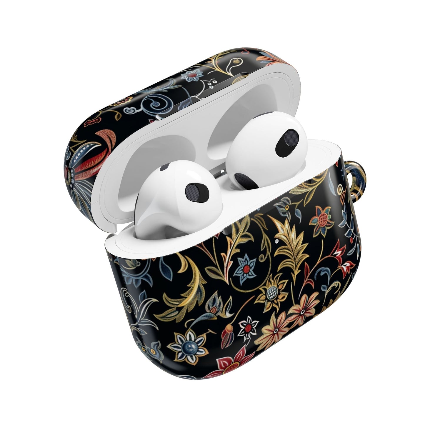 Floral Filigree AirPod Case – Black Vintage Botanical Protective Cover - DIGITAL X