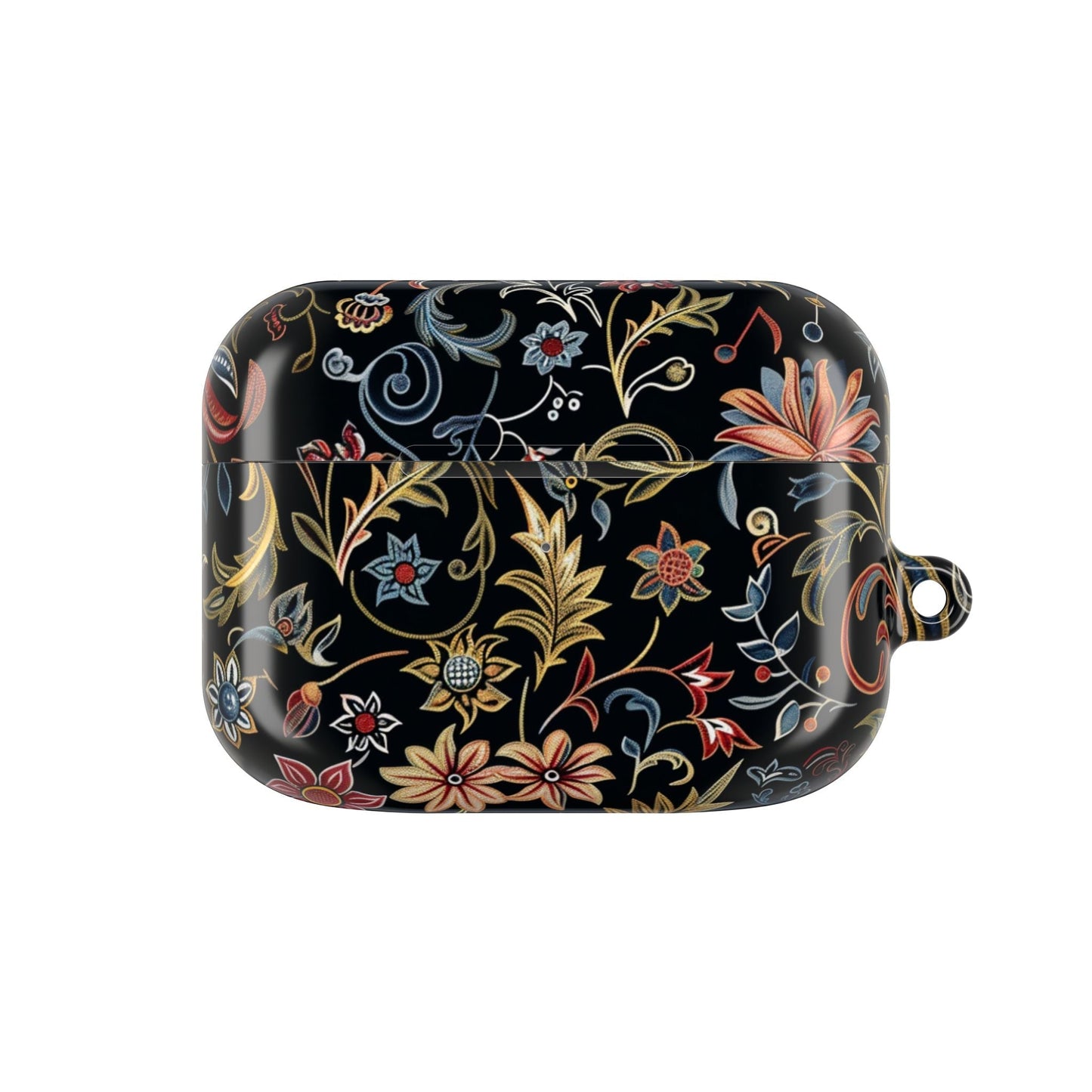 Floral Filigree AirPod Case – Black Vintage Botanical Protective Cover - DIGITAL X