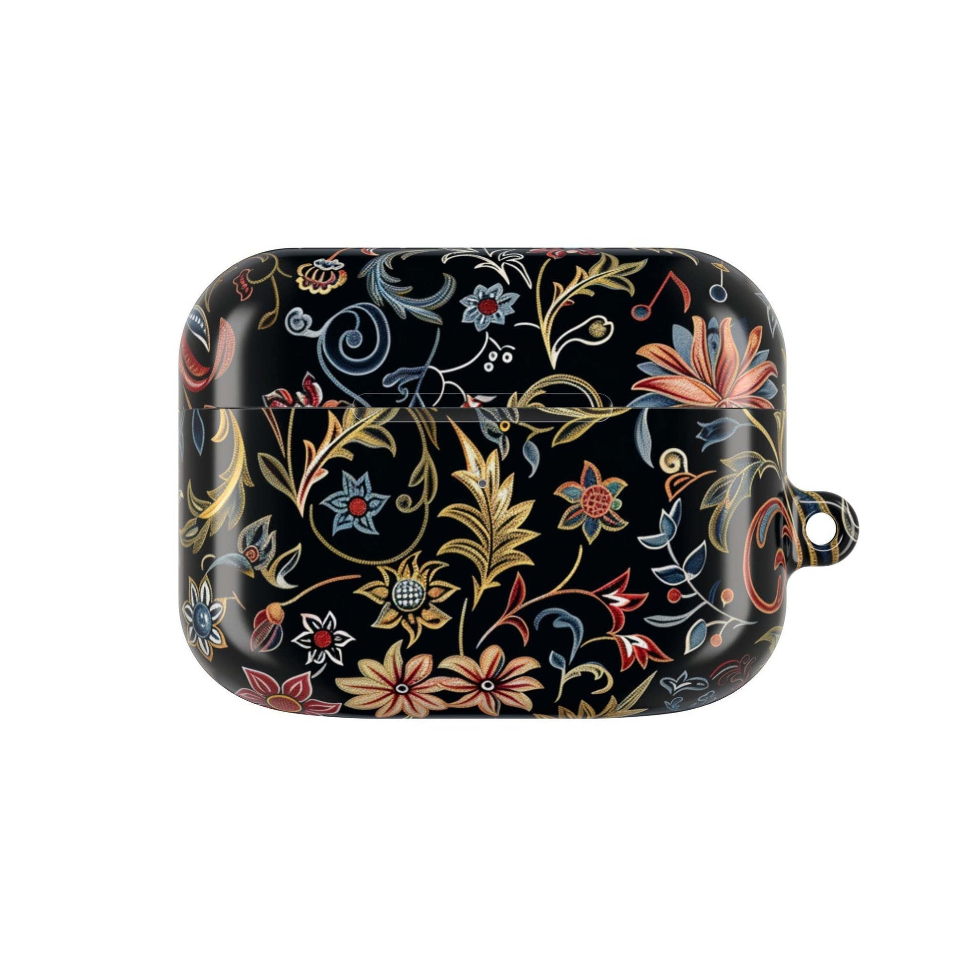 Floral Filigree AirPod Case – Black Vintage Botanical Protective Cover - DIGITAL X