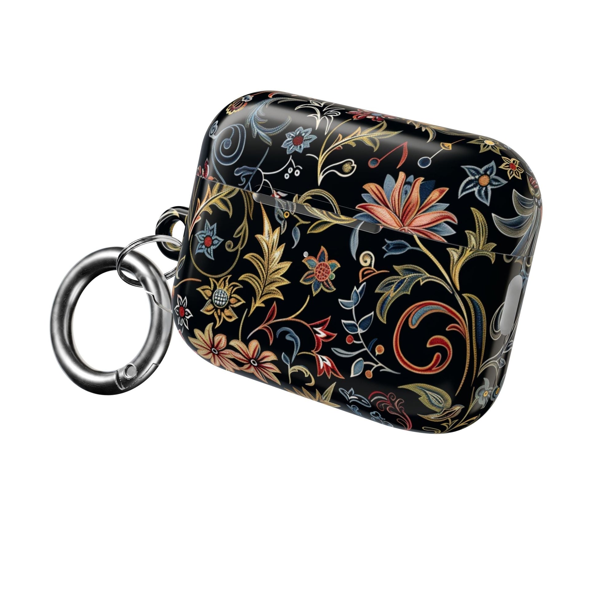 Floral Filigree AirPod Case – Black Vintage Botanical Protective Cover - DIGITAL X