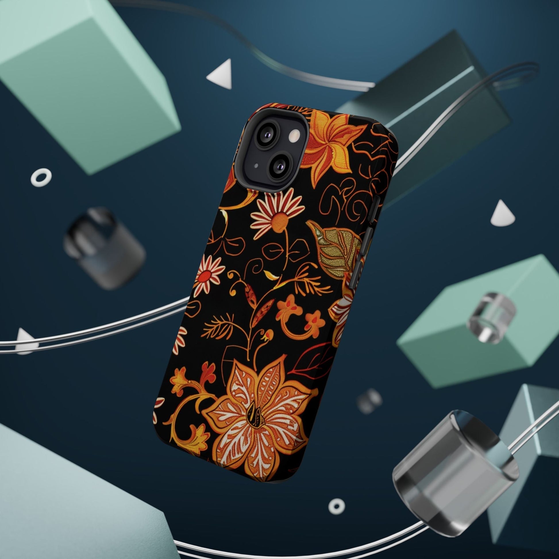 Floral Foil Magnetic Phone Case — Impact - Resistant Autumn Blooms - DIGITAL X