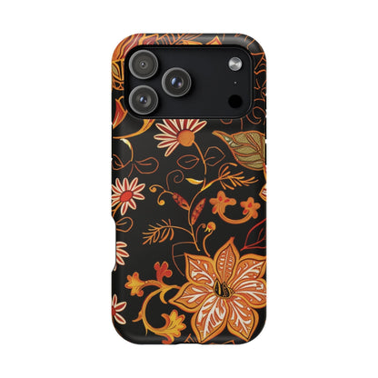 Floral Foil Magnetic Phone Case — Impact - Resistant Autumn Blooms - DIGITAL X