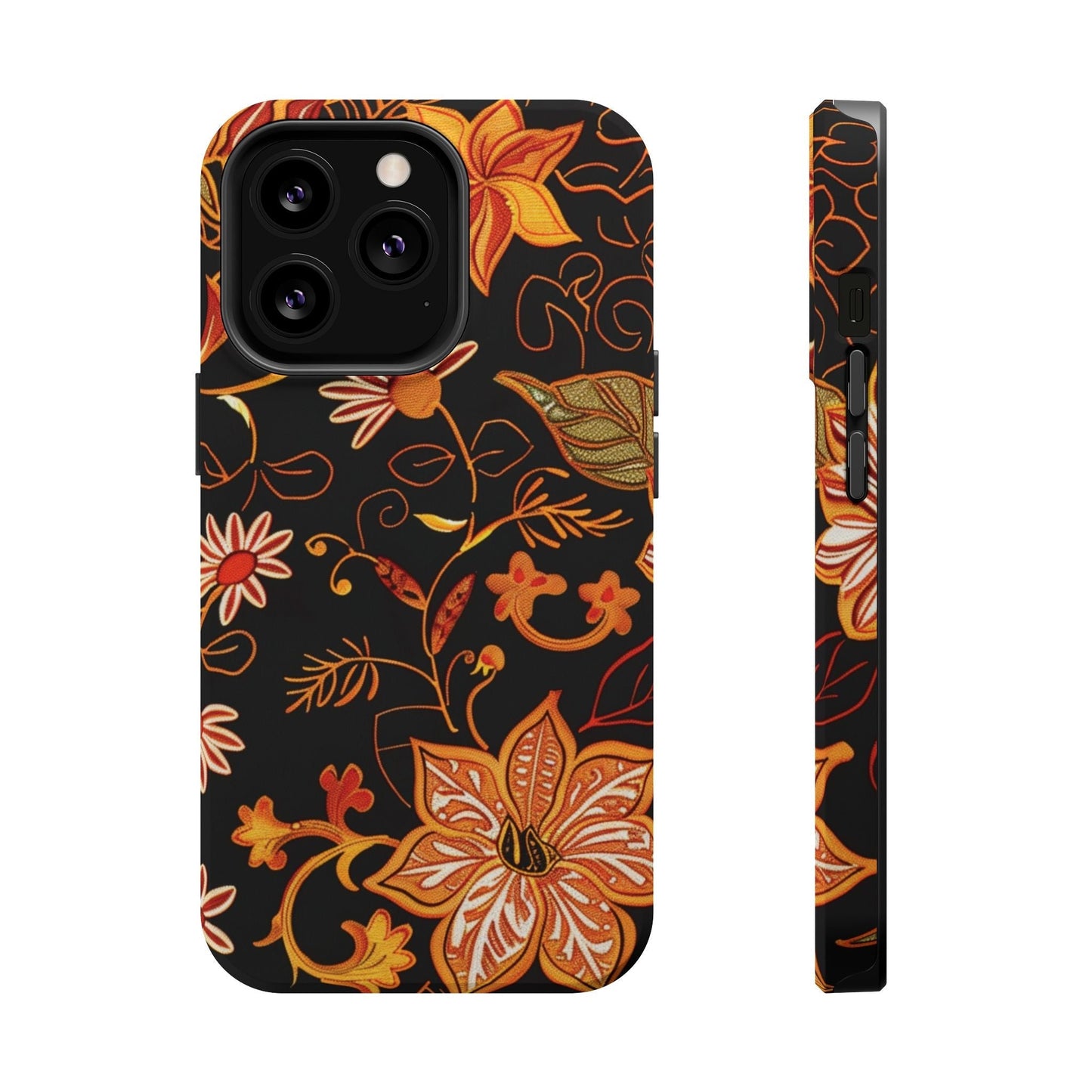 Floral Foil Magnetic Phone Case — Impact - Resistant Autumn Blooms - DIGITAL X