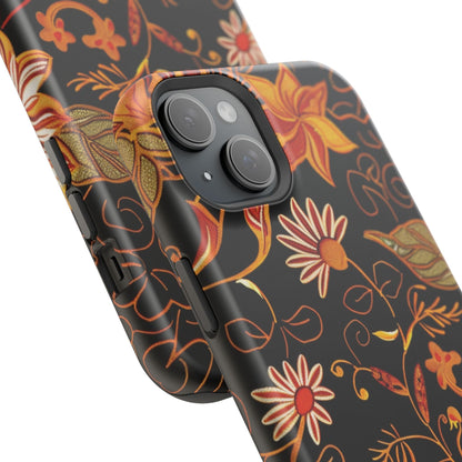 Floral Foil Magnetic Phone Case — Impact - Resistant Autumn Blooms - DIGITAL X