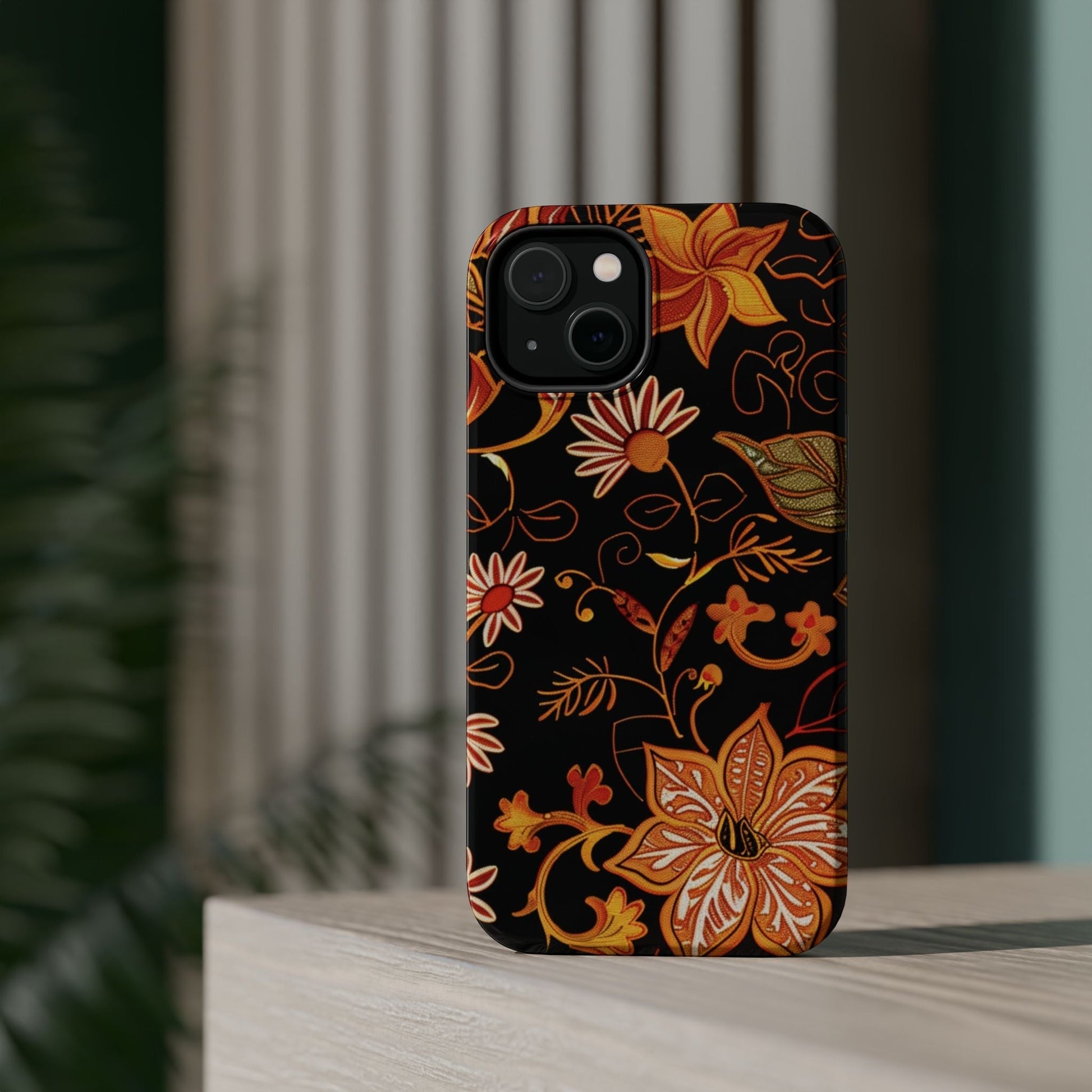 Floral Foil Magnetic Phone Case — Impact - Resistant Autumn Blooms - DIGITAL X