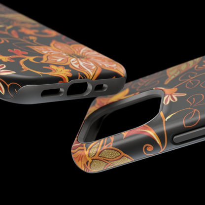 Floral Foil Magnetic Phone Case — Impact - Resistant Autumn Blooms - DIGITAL X