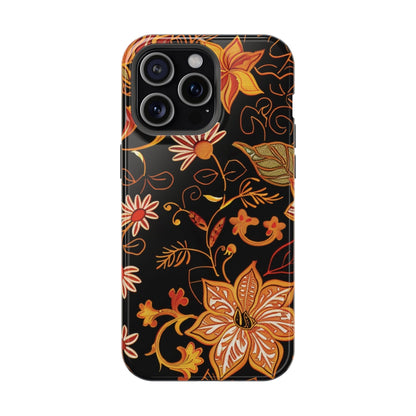Floral Foil Magnetic Phone Case — Impact - Resistant Autumn Blooms - DIGITAL X