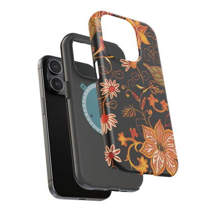 Floral Foil Magnetic Phone Case — Impact - Resistant Autumn Blooms - DIGITAL X