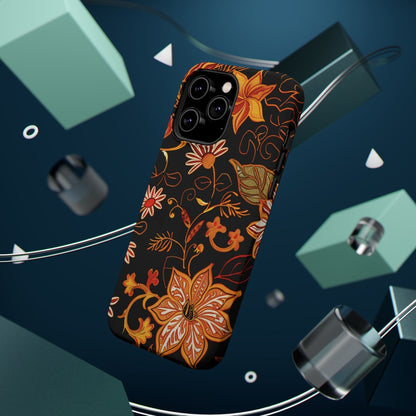 Floral Foil Magnetic Phone Case — Impact - Resistant Autumn Blooms - DIGITAL X