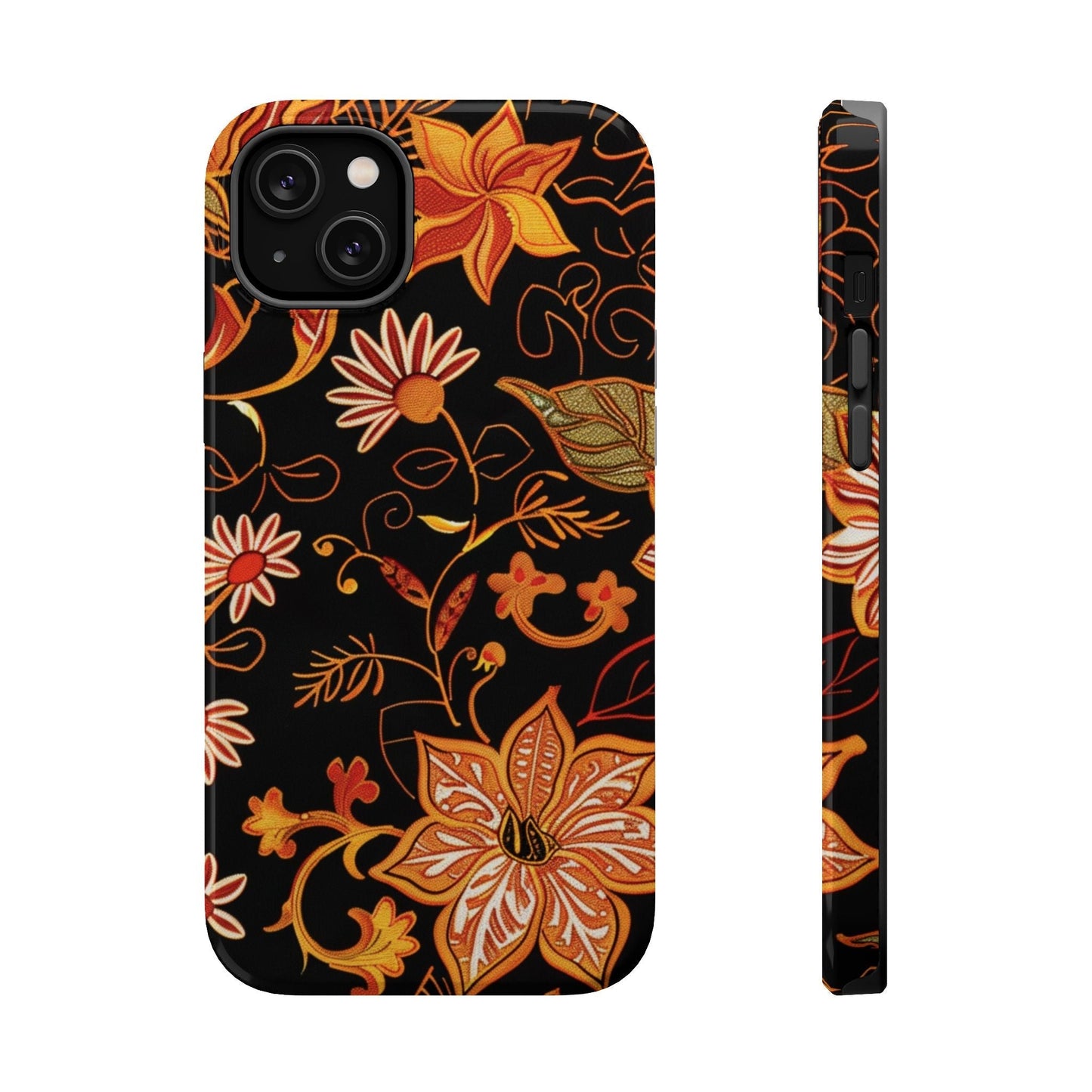 Floral Foil Magnetic Phone Case — Impact - Resistant Autumn Blooms - DIGITAL X
