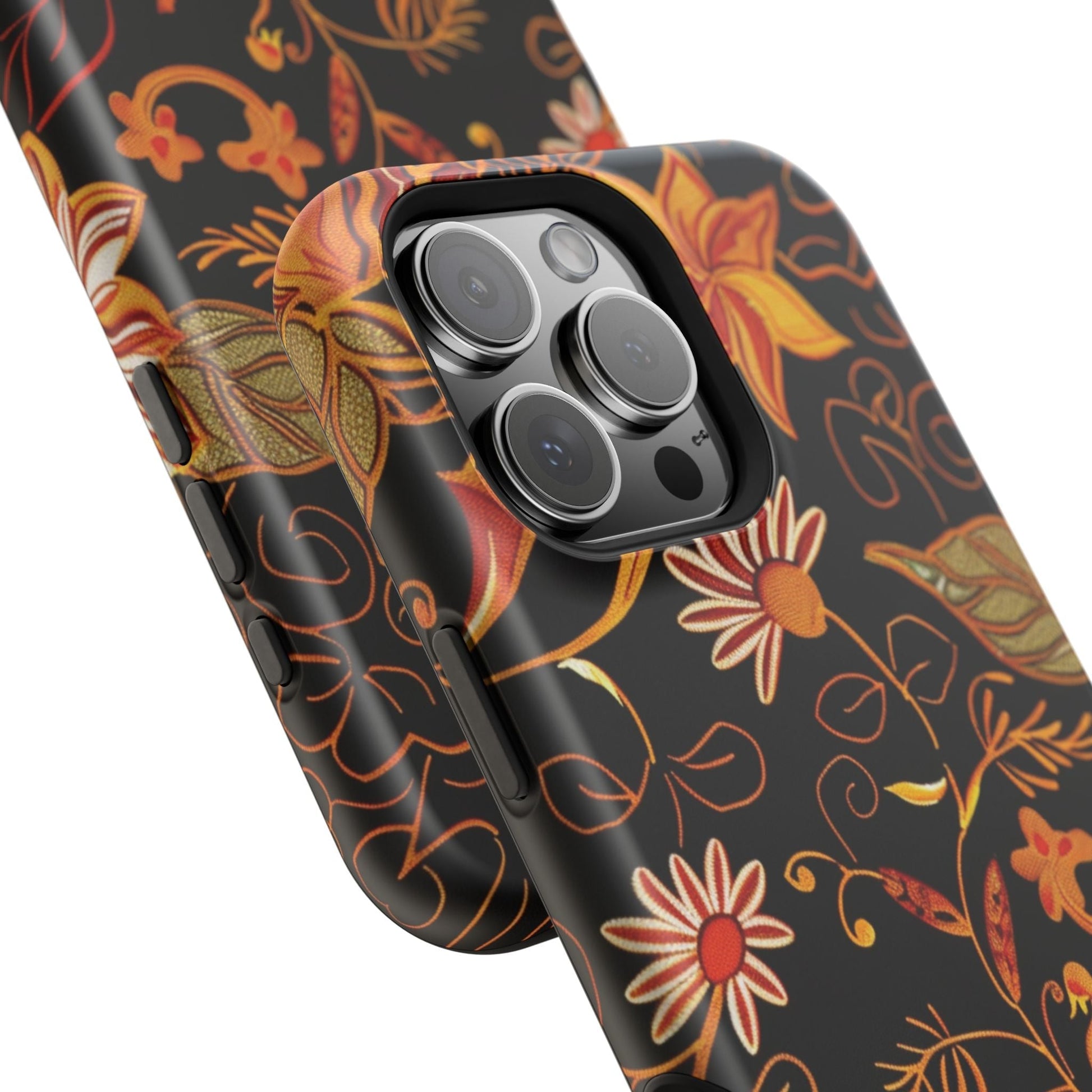 Floral Foil Magnetic Phone Case — Impact - Resistant Autumn Blooms - DIGITAL X