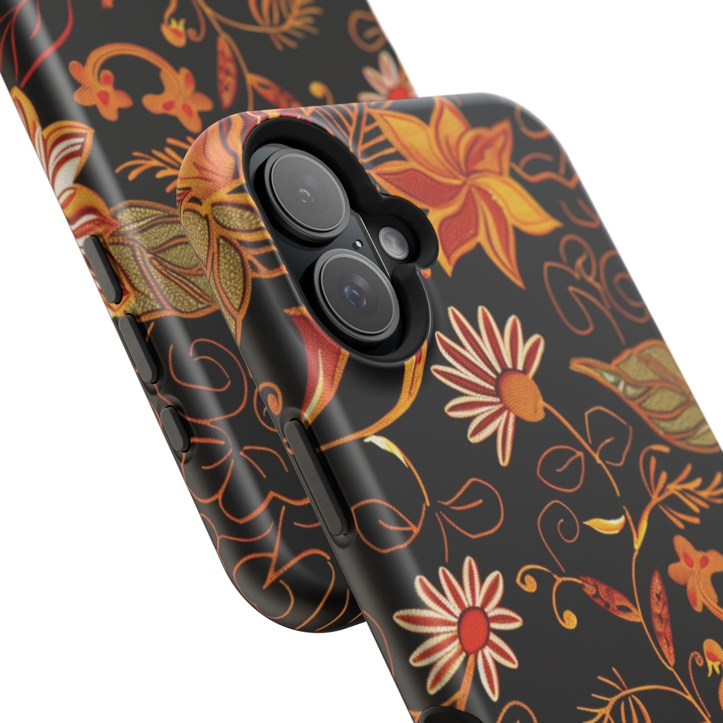 Floral Foil Magnetic Phone Case — Impact - Resistant Autumn Blooms - DIGITAL X