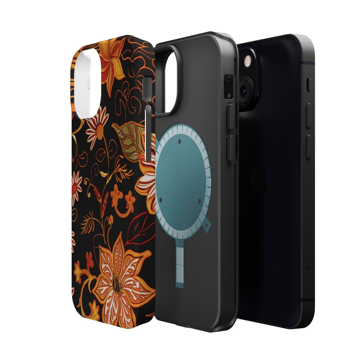Floral Foil Magnetic Phone Case — Impact - Resistant Autumn Blooms - DIGITAL X