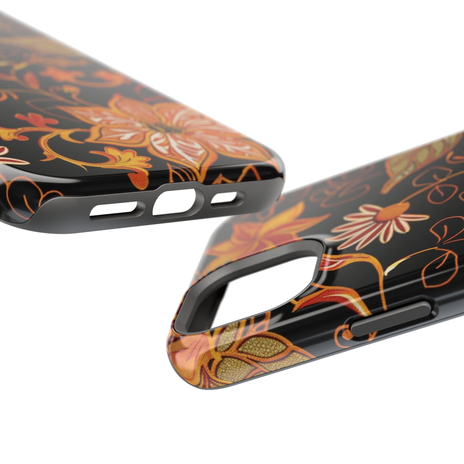 Floral Foil Magnetic Phone Case — Impact - Resistant Autumn Blooms - DIGITAL X