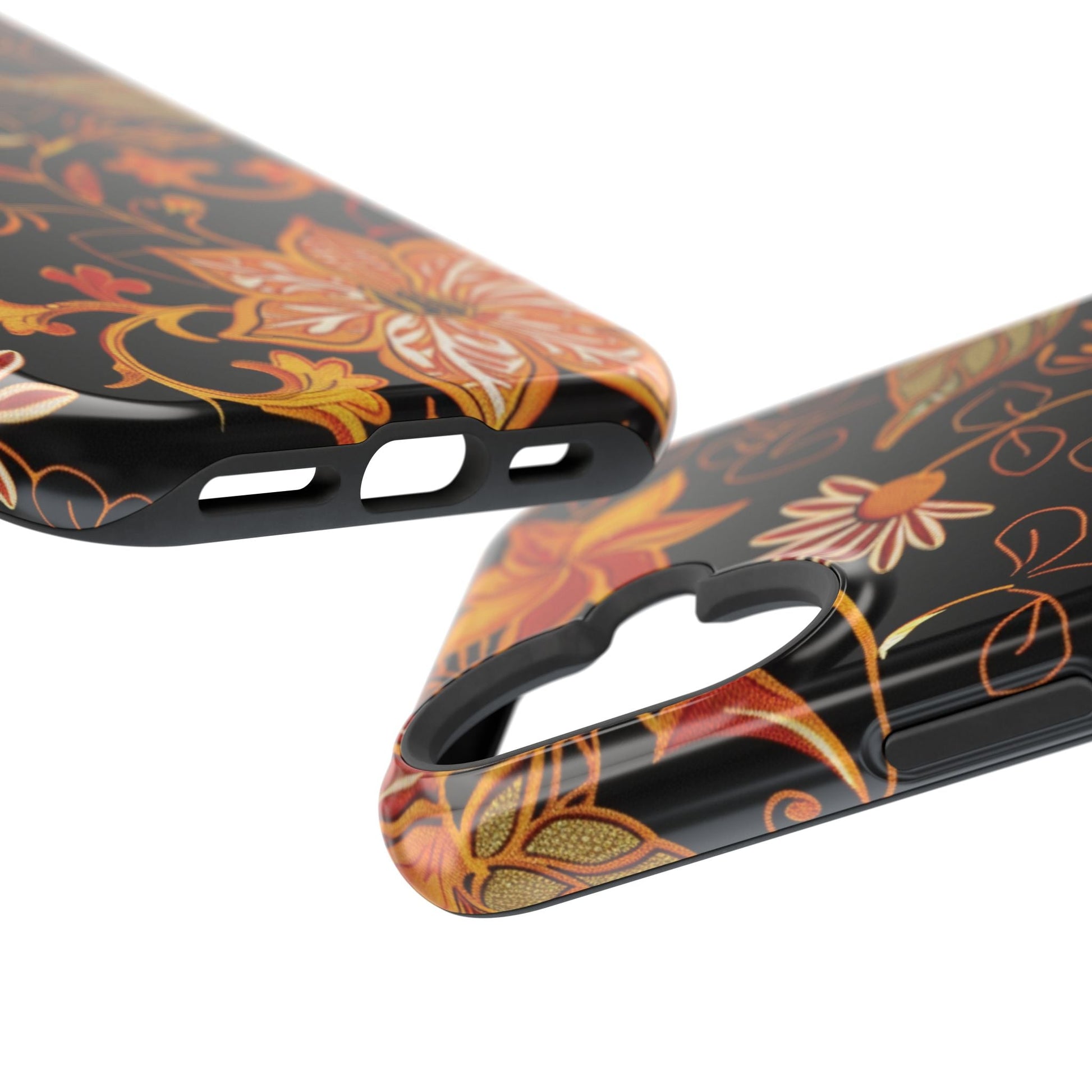Floral Foil Magnetic Phone Case — Impact - Resistant Autumn Blooms - DIGITAL X