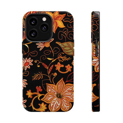 Floral Foil Magnetic Phone Case — Impact - Resistant Autumn Blooms - DIGITAL X