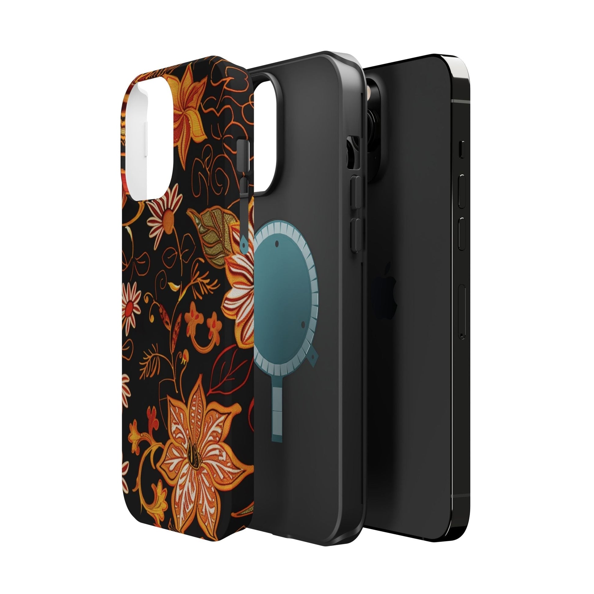Floral Foil Magnetic Phone Case — Impact - Resistant Autumn Blooms - DIGITAL X