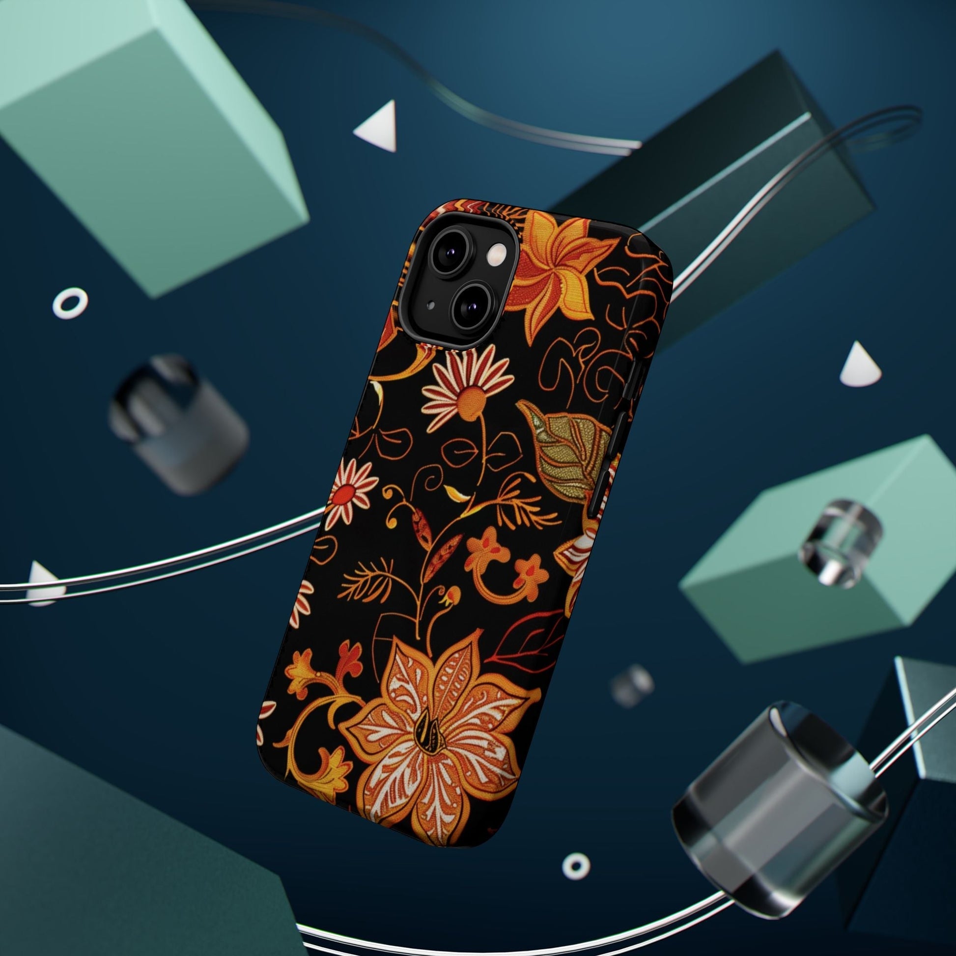 Floral Foil Magnetic Phone Case — Impact - Resistant Autumn Blooms - DIGITAL X