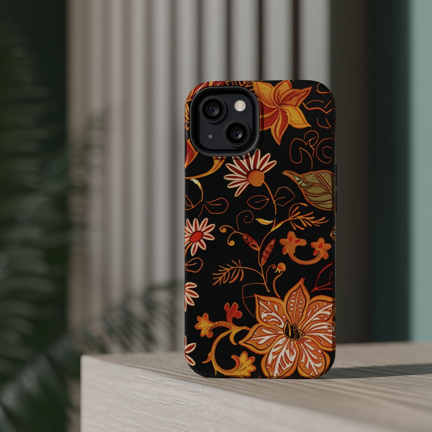Floral Foil Magnetic Phone Case — Impact - Resistant Autumn Blooms - DIGITAL X