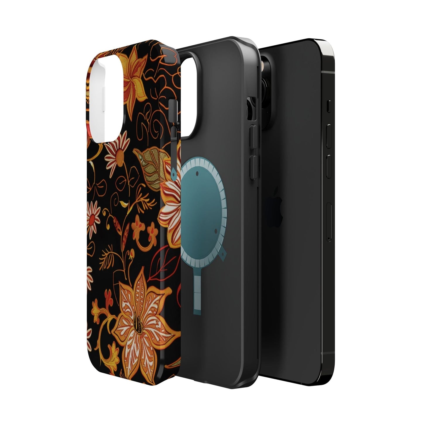 Floral Foil Magnetic Phone Case — Impact - Resistant Autumn Blooms - DIGITAL X