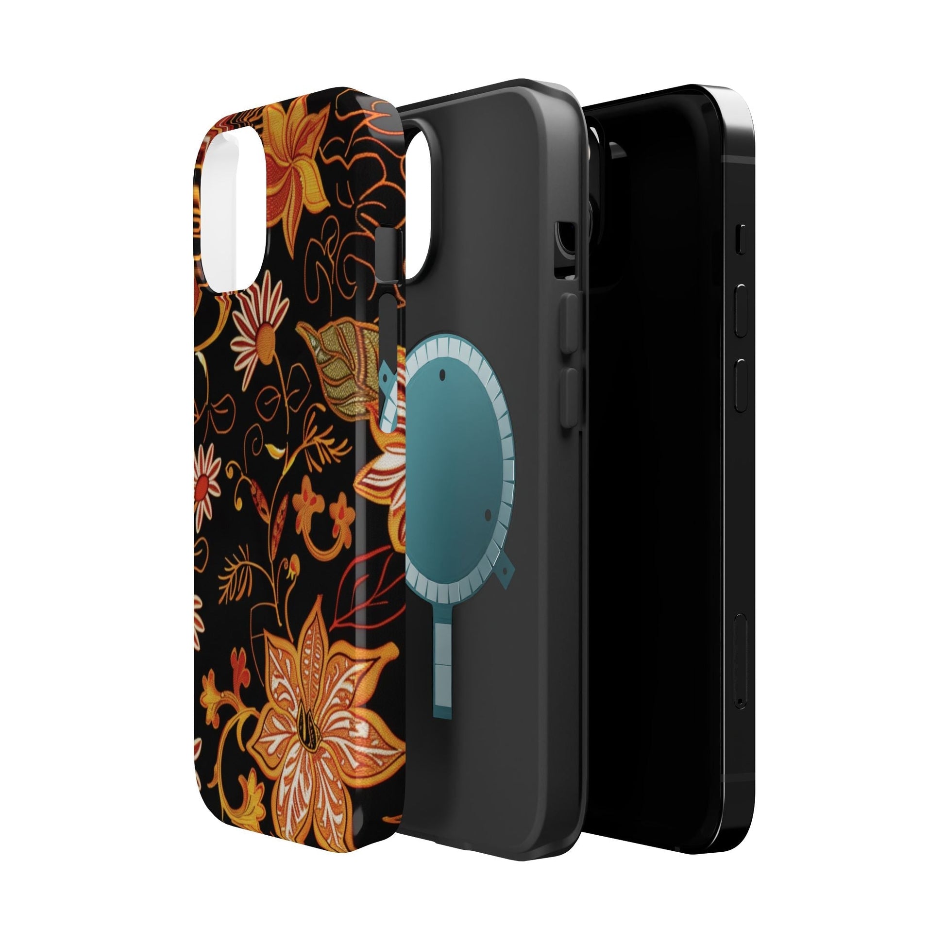 Floral Foil Magnetic Phone Case — Impact - Resistant Autumn Blooms - DIGITAL X