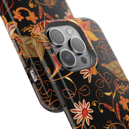 Floral Foil Magnetic Phone Case — Impact - Resistant Autumn Blooms - DIGITAL X