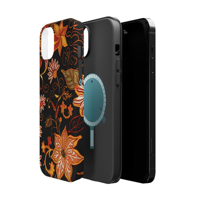 Floral Foil Magnetic Phone Case — Impact - Resistant Autumn Blooms - DIGITAL X