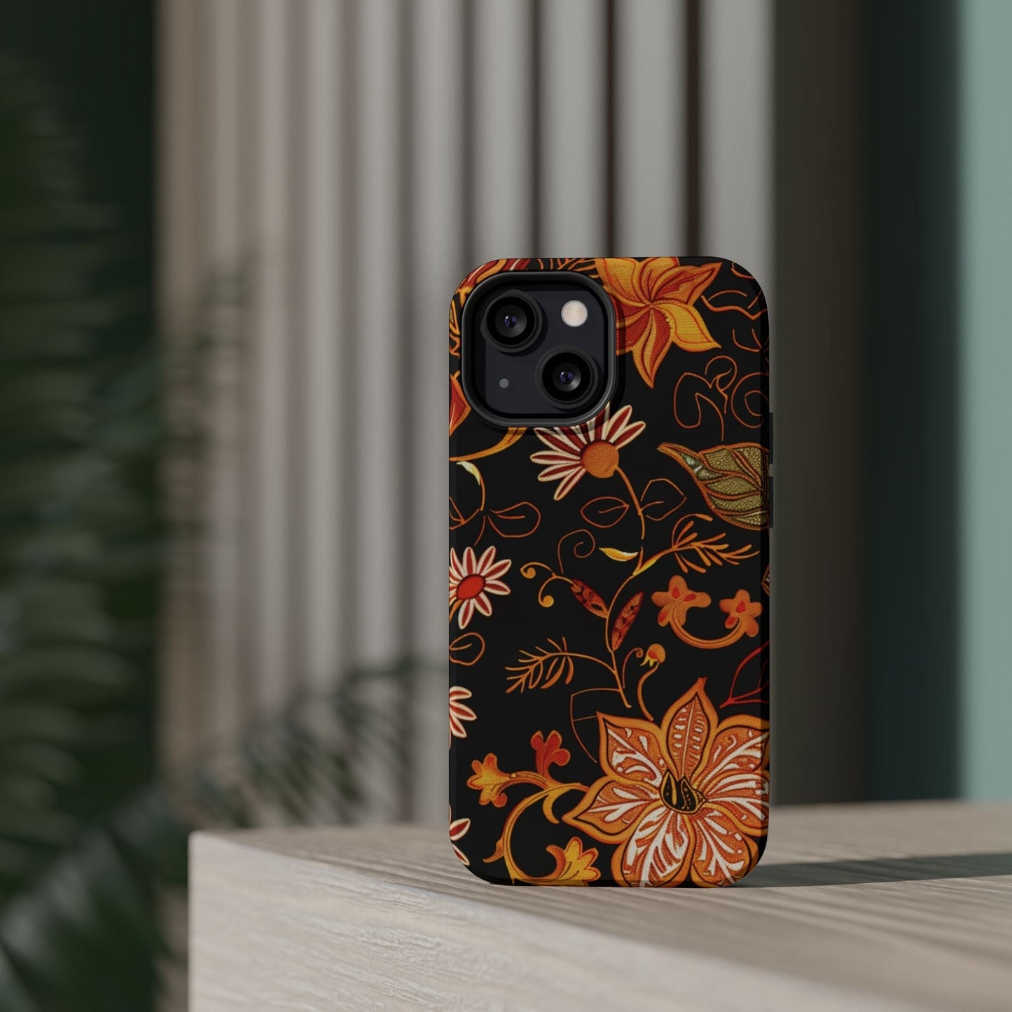 Floral Foil Magnetic Phone Case — Impact - Resistant Autumn Blooms - DIGITAL X