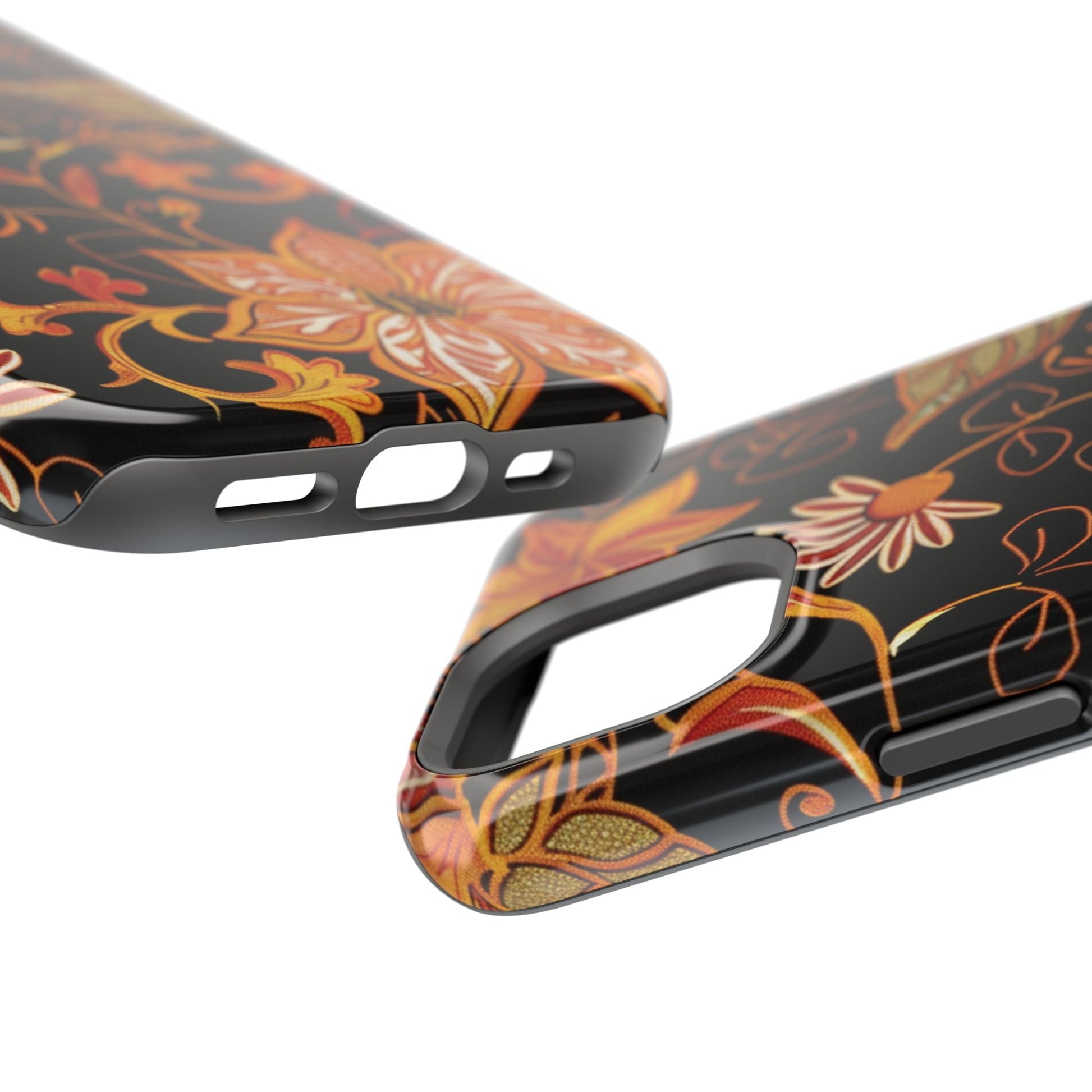 Floral Foil Magnetic Phone Case — Impact - Resistant Autumn Blooms - DIGITAL X