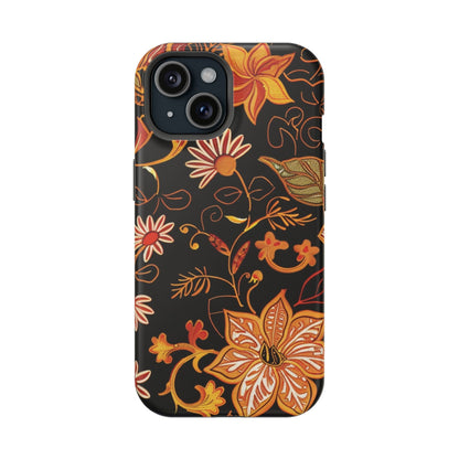 Floral Foil Magnetic Phone Case — Impact - Resistant Autumn Blooms - DIGITAL X