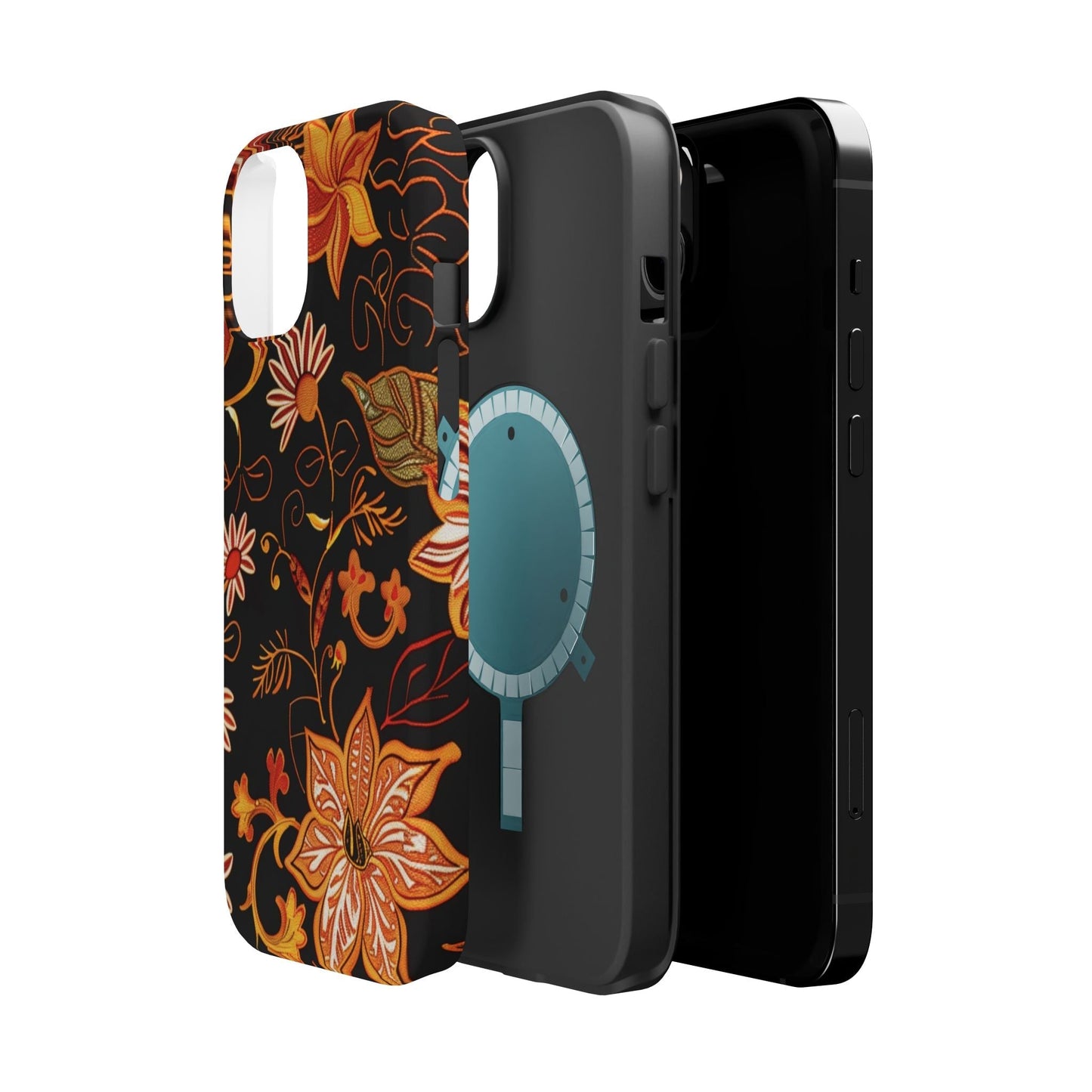 Floral Foil Magnetic Phone Case — Impact - Resistant Autumn Blooms - DIGITAL X
