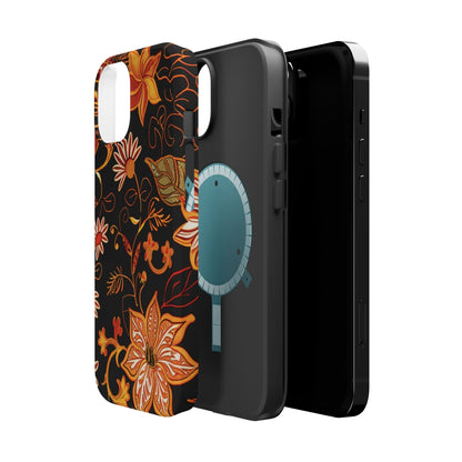 Floral Foil Magnetic Phone Case — Impact - Resistant Autumn Blooms - DIGITAL X