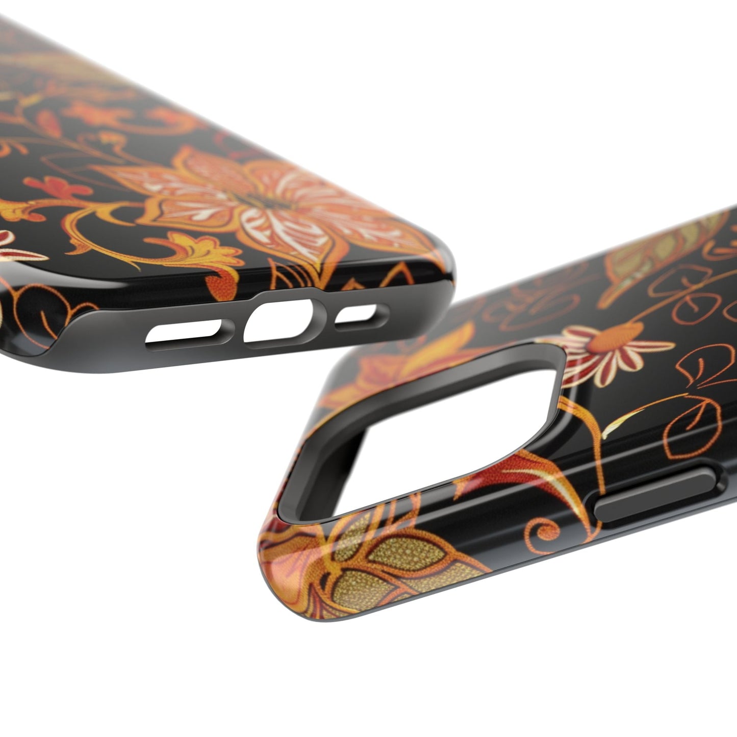 Floral Foil Magnetic Phone Case — Impact - Resistant Autumn Blooms - DIGITAL X