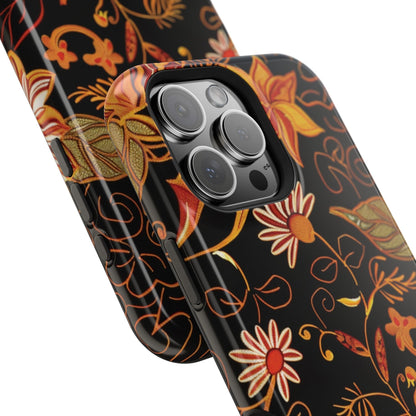 Floral Foil Magnetic Phone Case — Impact - Resistant Autumn Blooms - DIGITAL X