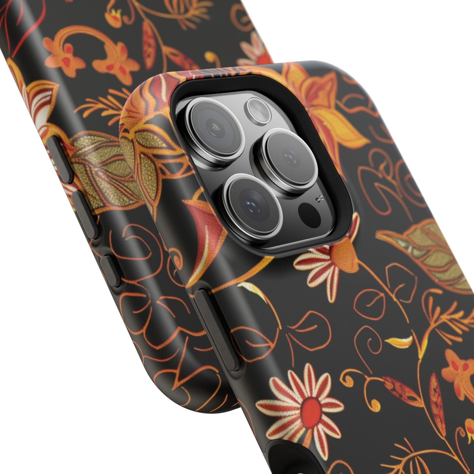 Floral Foil Magnetic Phone Case — Impact - Resistant Autumn Blooms - DIGITAL X