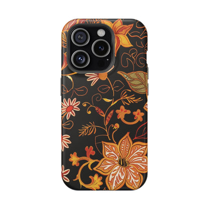 Floral Foil Magnetic Phone Case — Impact - Resistant Autumn Blooms - DIGITAL X